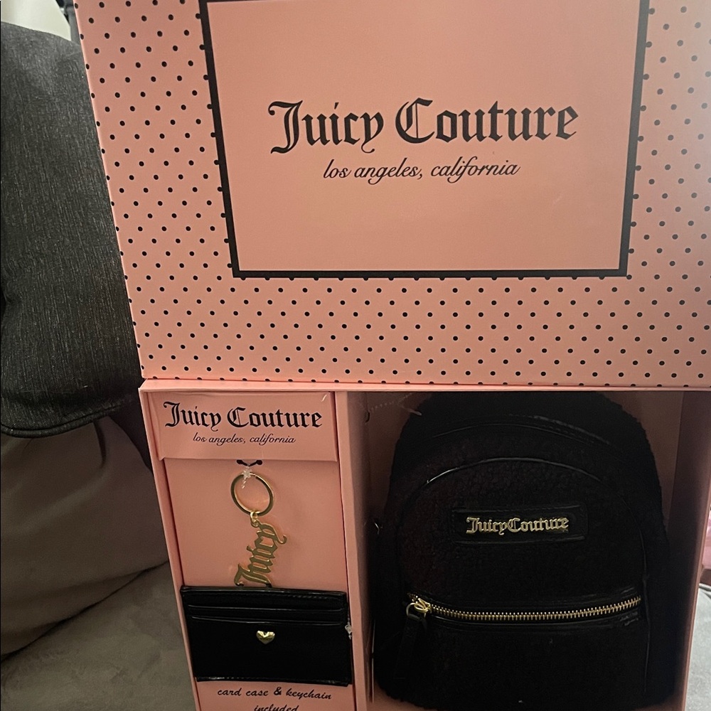 Juicy Couture Black Mini Backpack Set with Gold Hardware